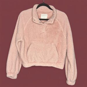 Aeropostale Cozy Mock Neck Sherpa Fleece Pink Women's Pullover Valentines Day